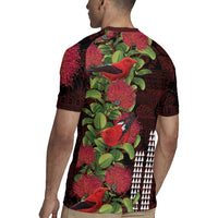 Hawaii Mele Kalikimaka Kakau Rugby Jersey I'iwi Bird on Ohia Lehua LT7 - Polynesian Pride