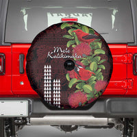 Hawaii Mele Kalikimaka Kakau Spare Tire Cover I'iwi Bird on Ohia Lehua