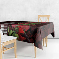 Hawaii Mele Kalikimaka Kakau Tablecloth I'iwi Bird on Ohia Lehua LT7 - Polynesian Pride