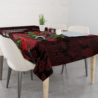 Hawaii Mele Kalikimaka Kakau Tablecloth I'iwi Bird on Ohia Lehua LT7 - Polynesian Pride