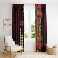 Hawaii Mele Kalikimaka Kakau Window Curtain I'iwi Bird on Ohia Lehua LT7 - Polynesian Pride