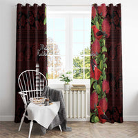 Hawaii Mele Kalikimaka Kakau Window Curtain I'iwi Bird on Ohia Lehua LT7 - Polynesian Pride
