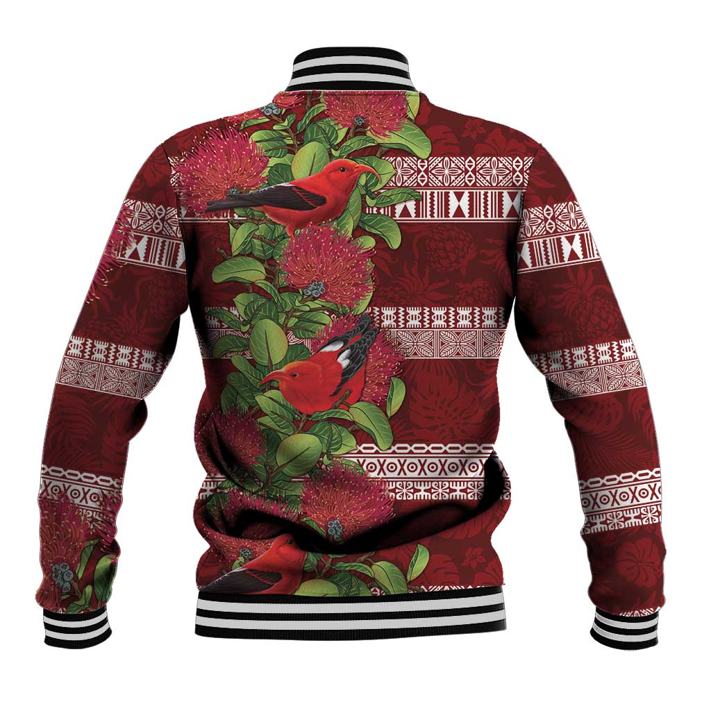 Hawaii Christmas Mele Kalikimaka Baseball Jacket I'iwi Bird on Ohia Lehua LT7 - Polynesian Pride