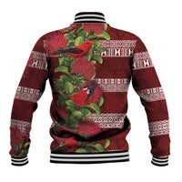 Hawaii Christmas Mele Kalikimaka Baseball Jacket I'iwi Bird on Ohia Lehua LT7 - Polynesian Pride