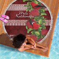 Hawaii Christmas Mele Kalikimaka Beach Blanket I'iwi Bird on Ohia Lehua LT7 - Polynesian Pride