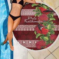 Hawaii Christmas Mele Kalikimaka Beach Blanket I'iwi Bird on Ohia Lehua LT7 - Polynesian Pride