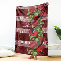 Hawaii Christmas Mele Kalikimaka Blanket I'iwi Bird on Ohia Lehua LT7 - Polynesian Pride