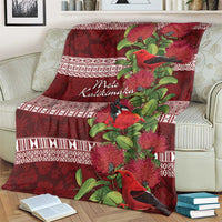 Hawaii Christmas Mele Kalikimaka Blanket I'iwi Bird on Ohia Lehua LT7 - Polynesian Pride