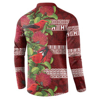 Hawaii Christmas Mele Kalikimaka Button Sweatshirt I'iwi Bird on Ohia Lehua LT7 - Polynesian Pride