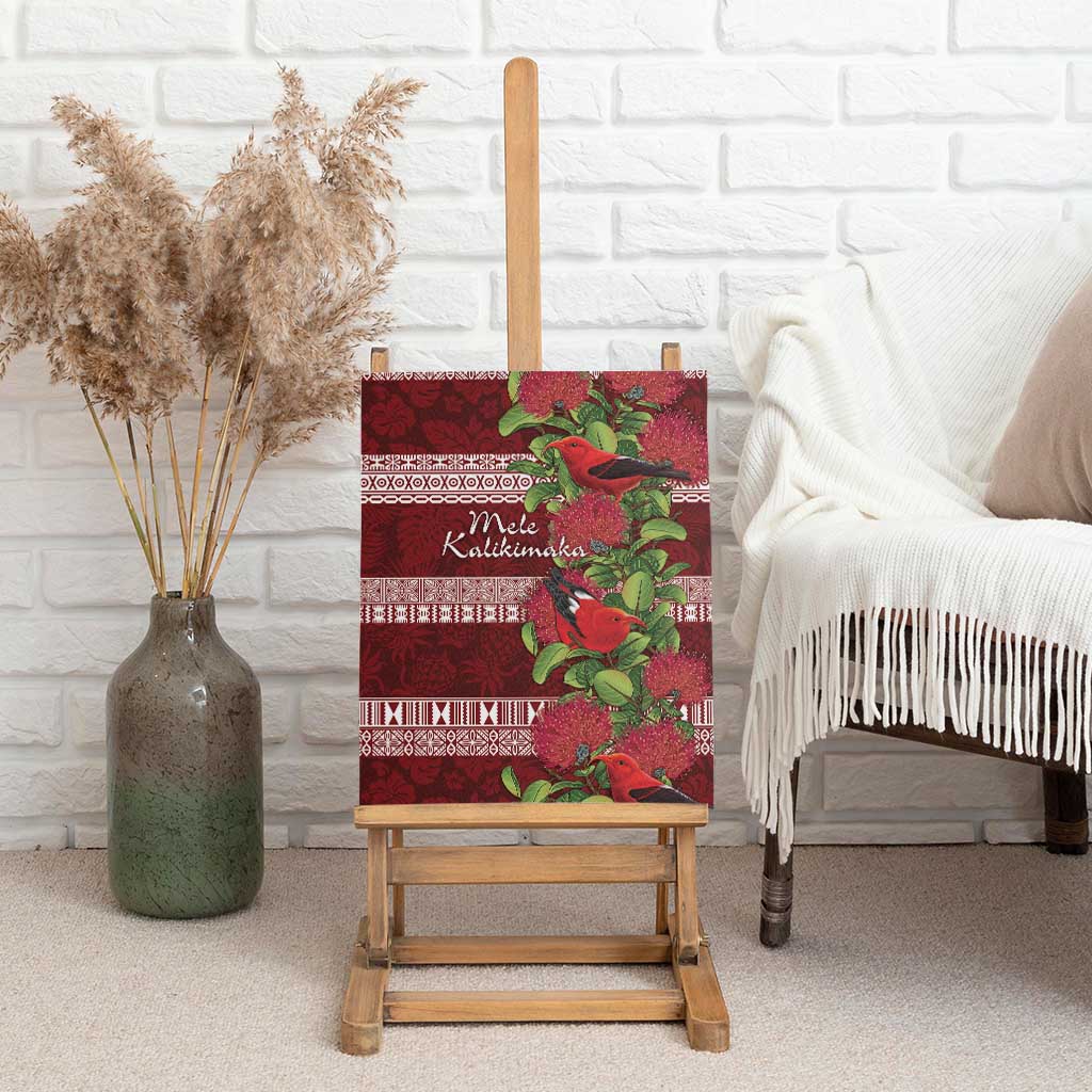 Hawaii Christmas Mele Kalikimaka Canvas Wall Art I'iwi Bird on Ohia Lehua LT7 - Polynesian Pride