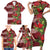 Hawaii Christmas Mele Kalikimaka Family Matching Short Sleeve Bodycon Dress and Hawaiian Shirt I'iwi Bird on Ohia Lehua