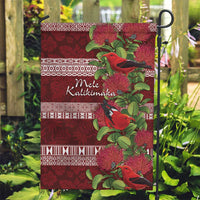 Hawaii Christmas Mele Kalikimaka Garden Flag I'iwi Bird on Ohia Lehua LT7 Garden Flag Red White - Polynesian Pride