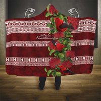 Hawaii Christmas Mele Kalikimaka Hooded Blanket I'iwi Bird on Ohia Lehua LT7 - Polynesian Pride