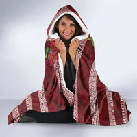 Hawaii Christmas Mele Kalikimaka Hooded Blanket I'iwi Bird on Ohia Lehua LT7 - Polynesian Pride