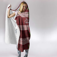 Hawaii Christmas Mele Kalikimaka Hooded Blanket I'iwi Bird on Ohia Lehua LT7 - Polynesian Pride