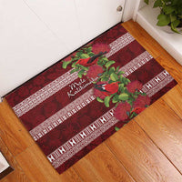 Hawaii Christmas Mele Kalikimaka Rubber Doormat I'iwi Bird on Ohia Lehua LT7 - Polynesian Pride