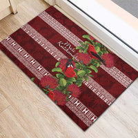 Hawaii Christmas Mele Kalikimaka Rubber Doormat I'iwi Bird on Ohia Lehua LT7 - Polynesian Pride