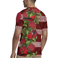 Hawaii Christmas Mele Kalikimaka Rugby Jersey I'iwi Bird on Ohia Lehua LT7 - Polynesian Pride