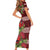 Hawaii Christmas Mele Kalikimaka Short Sleeve Bodycon Dress I'iwi Bird on Ohia Lehua