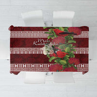 Hawaii Christmas Mele Kalikimaka Tablecloth I'iwi Bird on Ohia Lehua LT7 Red White - Polynesian Pride