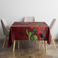 Hawaii Christmas Mele Kalikimaka Tablecloth I'iwi Bird on Ohia Lehua LT7 - Polynesian Pride