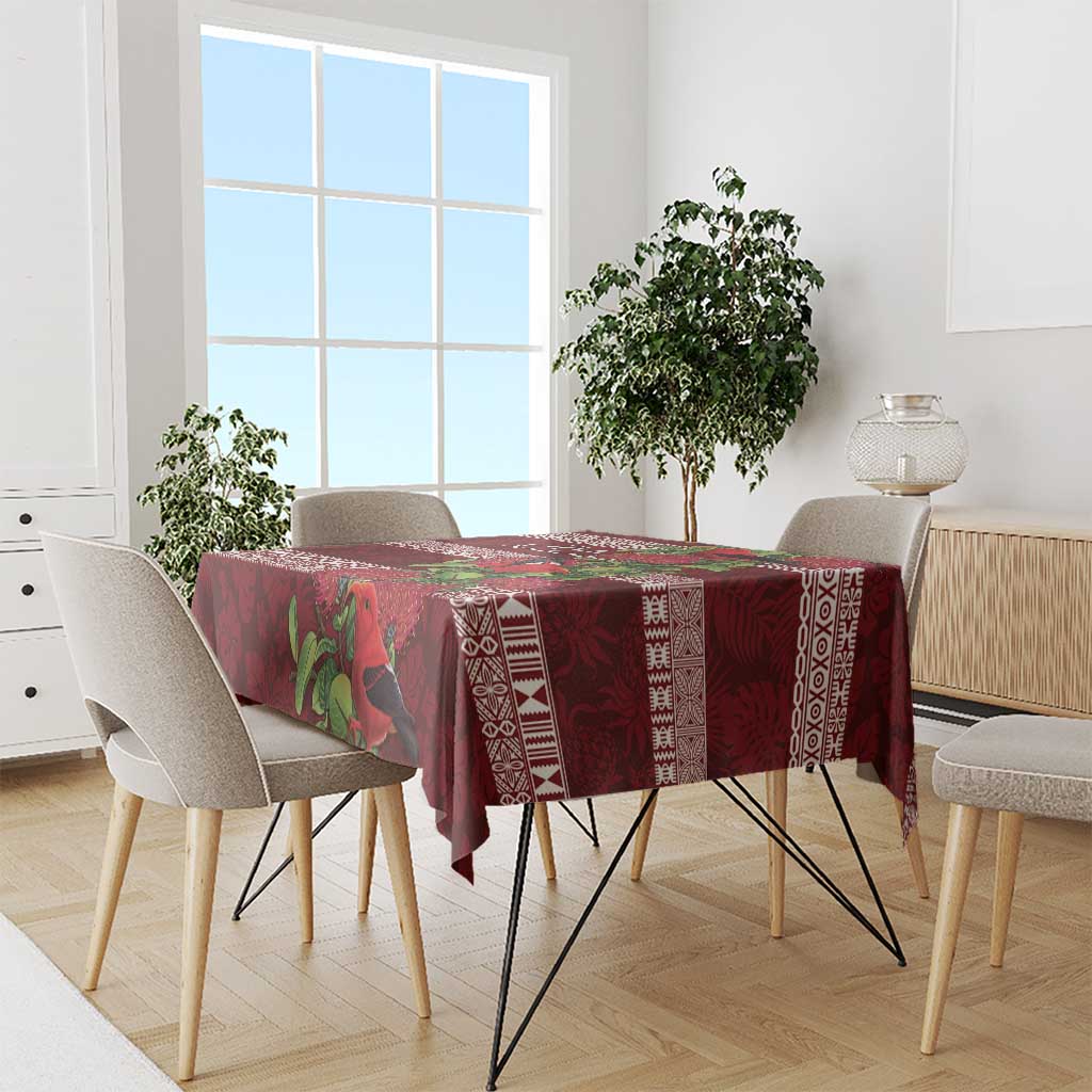 Hawaii Christmas Mele Kalikimaka Tablecloth I'iwi Bird on Ohia Lehua LT7 - Polynesian Pride