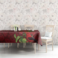 Hawaii Christmas Mele Kalikimaka Tablecloth I'iwi Bird on Ohia Lehua LT7 - Polynesian Pride
