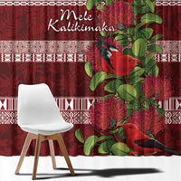 Hawaii Christmas Mele Kalikimaka Window Curtain I'iwi Bird on Ohia Lehua LT7 - Polynesian Pride