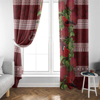 Hawaii Christmas Mele Kalikimaka Window Curtain I'iwi Bird on Ohia Lehua LT7 - Polynesian Pride