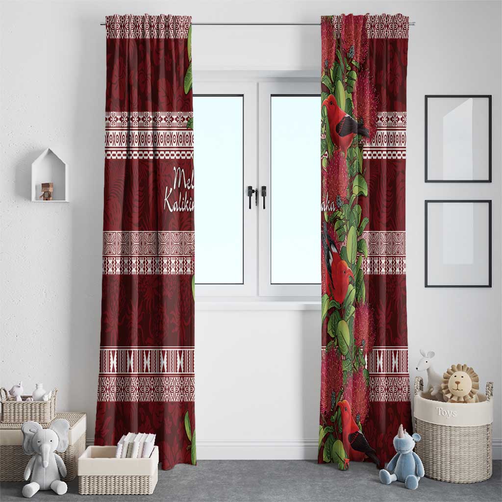 Hawaii Christmas Mele Kalikimaka Window Curtain I'iwi Bird on Ohia Lehua LT7 - Polynesian Pride