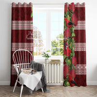 Hawaii Christmas Mele Kalikimaka Window Curtain I'iwi Bird on Ohia Lehua LT7 - Polynesian Pride