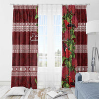 Hawaii Christmas Mele Kalikimaka Window Curtain I'iwi Bird on Ohia Lehua LT7 - Polynesian Pride