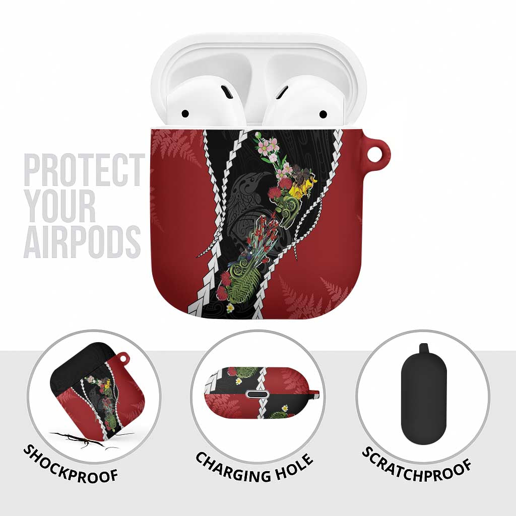 New Zealand Christmas AirPods Case Flora Map with Birds - Polynesian Pride