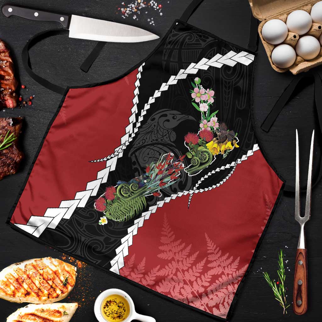 New Zealand Christmas Apron Flora Map with Birds - Polynesian Pride