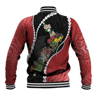 New Zealand Christmas Baseball Jacket Flora Map with Birds - Polynesian Pride