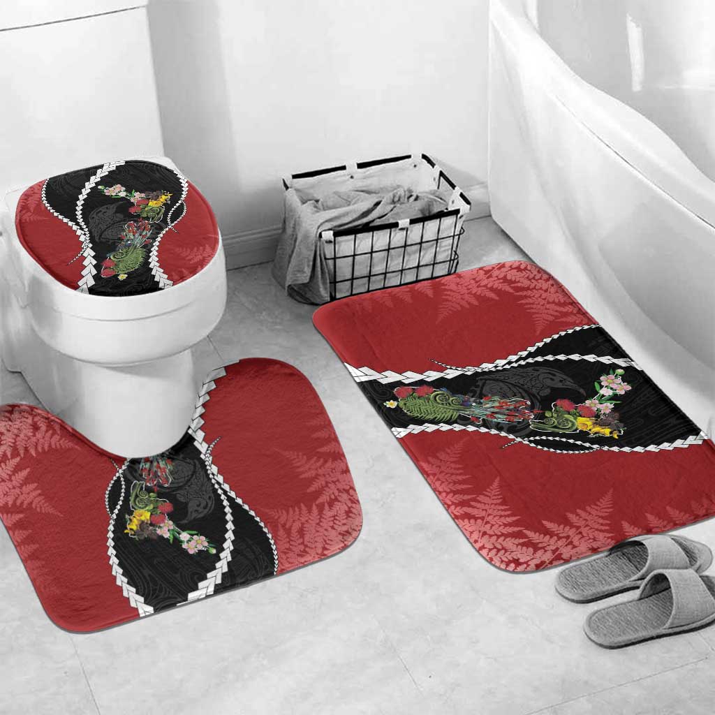 New Zealand Christmas Bathroom Set Flora Map with Birds - Polynesian Pride