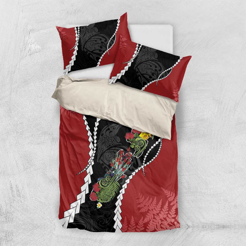 New Zealand Christmas Bedding Set Flora Map with Birds - Polynesian Pride
