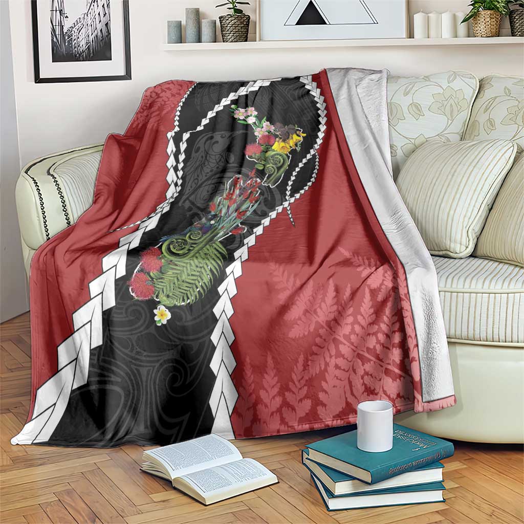 New Zealand Christmas Blanket Flora Map with Birds - Polynesian Pride