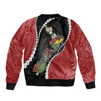 New Zealand Christmas Bomber Jacket Flora Map with Birds - Polynesian Pride