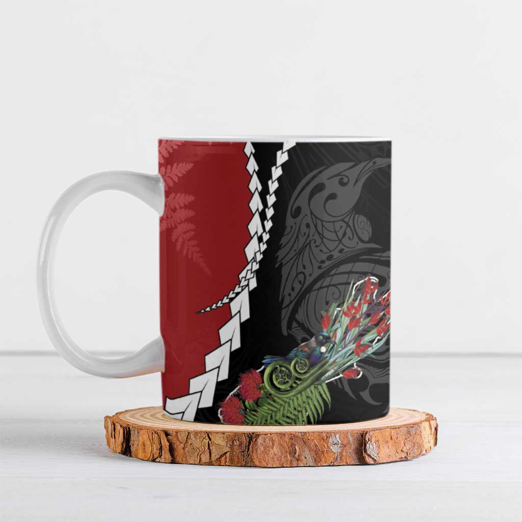 New Zealand Christmas Ceramic Mug Flora Map with Birds - Polynesian Pride