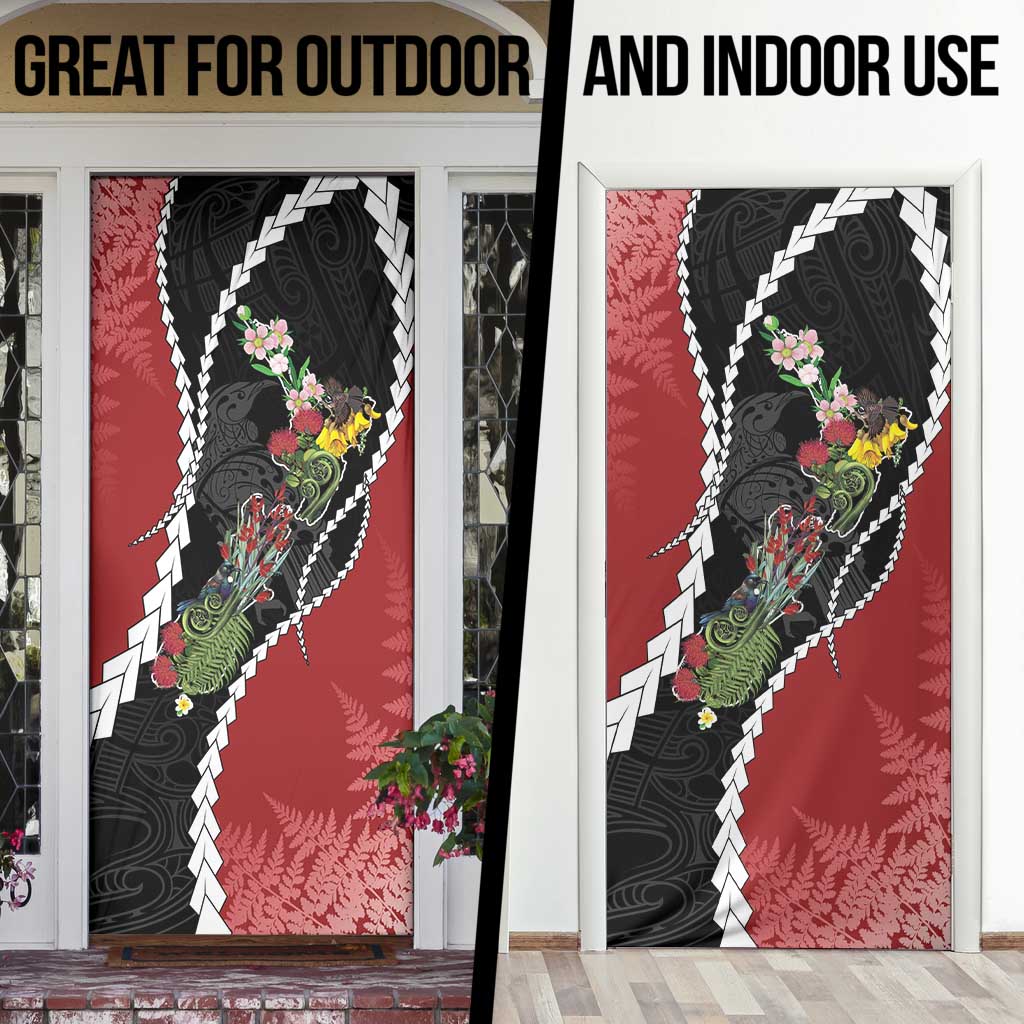 New Zealand Christmas Door Cover Flora Map with Birds - Polynesian Pride