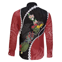 New Zealand Christmas Family Matching Off Shoulder Short Dress and Hawaiian Shirt Flora Map with Birds - Polynesian Pride