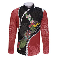 New Zealand Christmas Family Matching Summer Maxi Dress and Hawaiian Shirt Flora Map with Birds - Polynesian Pride