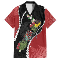 New Zealand Christmas Family Matching Tank Maxi Dress and Hawaiian Shirt Flora Map with Birds - Polynesian Pride