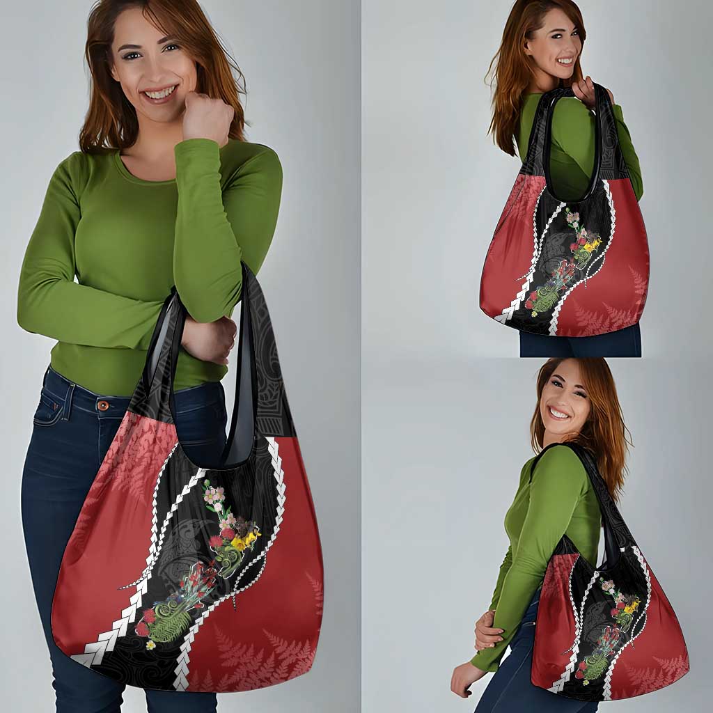 New Zealand Christmas Grocery Bag Flora Map with Birds - Polynesian Pride