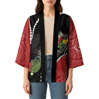 New Zealand Christmas Kimono Flora Map with Birds - Polynesian Pride