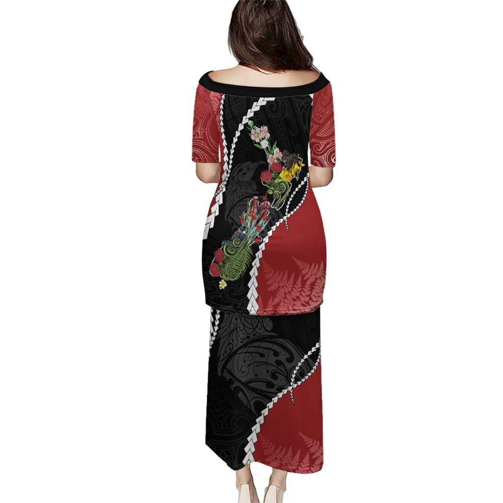 New Zealand Christmas Puletasi Flora Map with Birds - Polynesian Pride