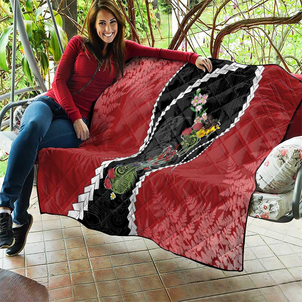 New Zealand Christmas Quilt Flora Map with Birds - Polynesian Pride