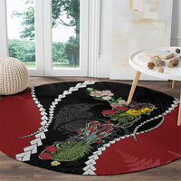 New Zealand Christmas Round Carpet Flora Map with Birds - Polynesian Pride
