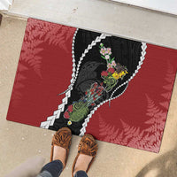 New Zealand Christmas Rubber Doormat Flora Map with Birds - Polynesian Pride